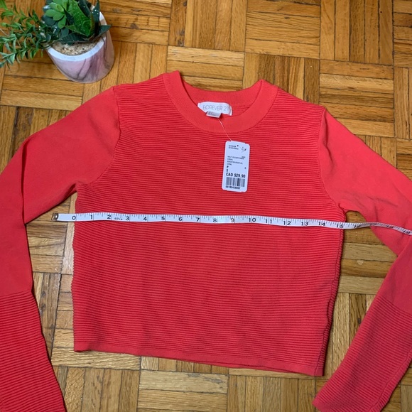 Coral Pink ⭐️ Ribbed Slight Crop Longsleeve Sweater Forever 21 NEW WITH TAG - Picture 4 of 8